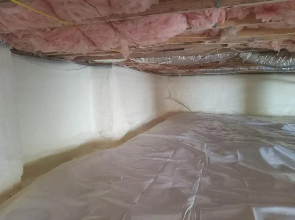 Crawl space encapsulation with closed-cell spray foam for Flat Roof Repair in Marengo